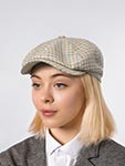 Кепка STETSON арт. 6870204 HATTERAS LINEN/COTTON CHECK SUSTAINABLE (кремовый / голубой)